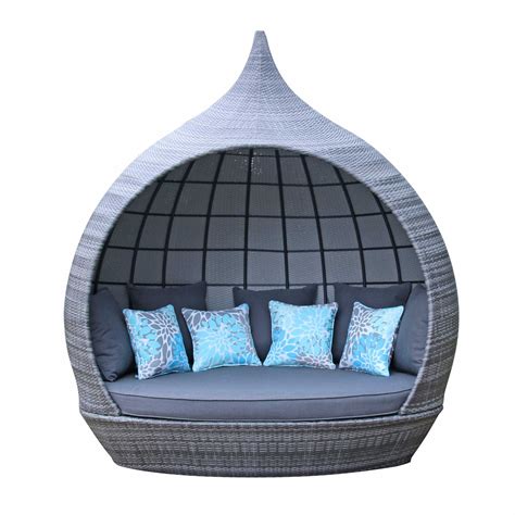 Pearl Grey Rattan Day Bed | Rattan Garden Furniture