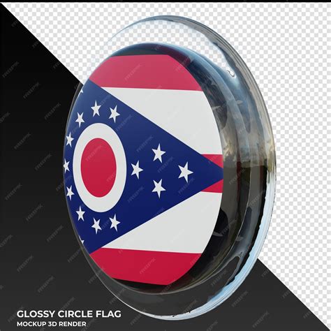 Premium Psd Ohio0002 Realistic 3d Textured Glossy Circle Flag