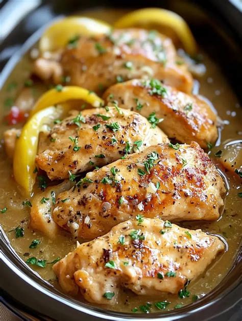 Slow Cooker Lemon Garlic Chicken With Bell Peppers Then And Now Recipes