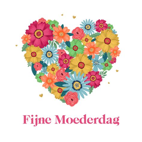 Moederdagkaart Bloemen Hart Fijne Moederdag Kaartje2go