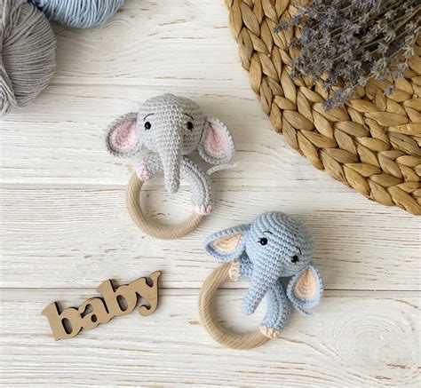 Crochet Rattle Pattern Elephant Teether Tutorial Diy Baby Etsy