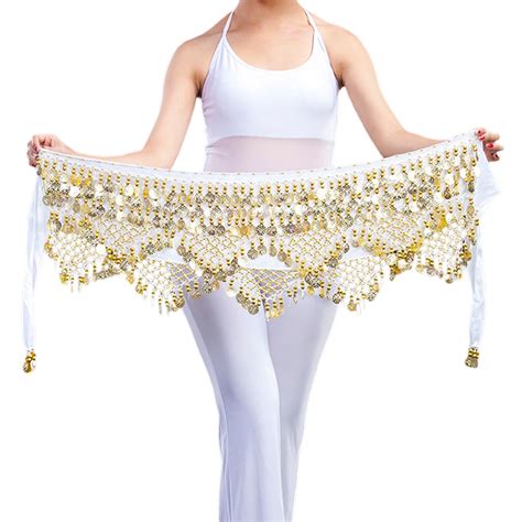 Mubineo Women Belly Dance Hip Scarf With Coins Belly Dancing Dance