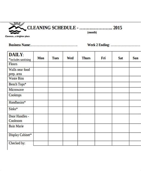 Restaurant Cleaning Checklist Template Free Download