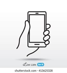 Line Icon Mobile Phone Hand Stock Vector Royalty Free 425226463