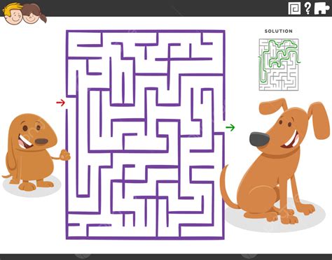 Cartoon Illustration Of Educational Maze Puzzle Game For Children With