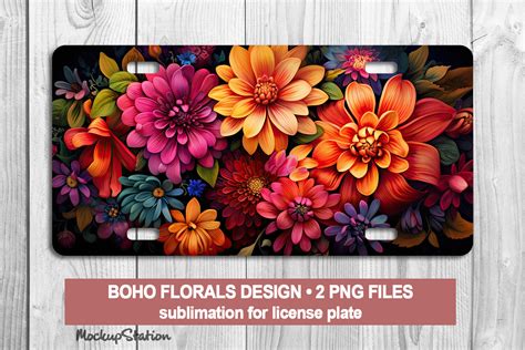 Floral License Plate Png 3d Flowers Graphic By Mockup Station