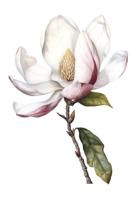 Watercolor White Magnolia Flower Stock Illustration Illustration Of