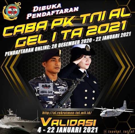 Dibuka Pendaftaran Caba Pk Tni Al Pria Wanita Gelombang Tahun