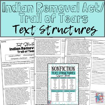 Indian Removal Act/ Trail of Tears NonFiction Text Structure; ELA/SS;