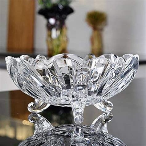 Housetronics Large Glass Crystal Clear Fruit Bowl Creative Footed