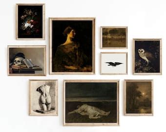 Dark Academia Gallery Wall Print Set Vintage Art Prints Moody Gallery