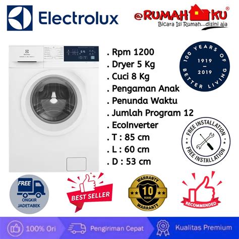 Jual MESIN CUCI ELECTROLUX EWW 8024 D3WB WASHER DRYER 8KG 5KG