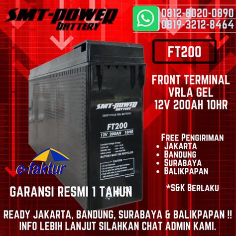 Jual Front Terminal Solar Panel Battery Smtpower Ft200 12v 200ah 10hr Jakarta Utara It