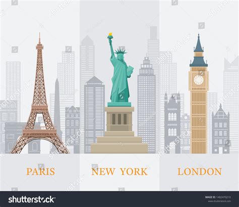 Eiffel Tower Paris Statue Liberty New Stock Vector (Royalty Free ...