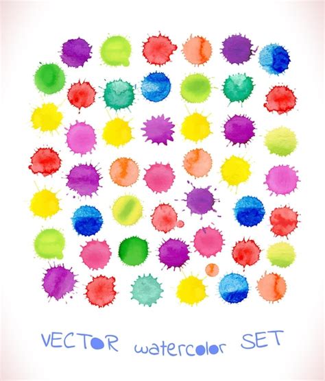 Premium Vector Rainbow Colors Watercolor Vector Stains Set Vector