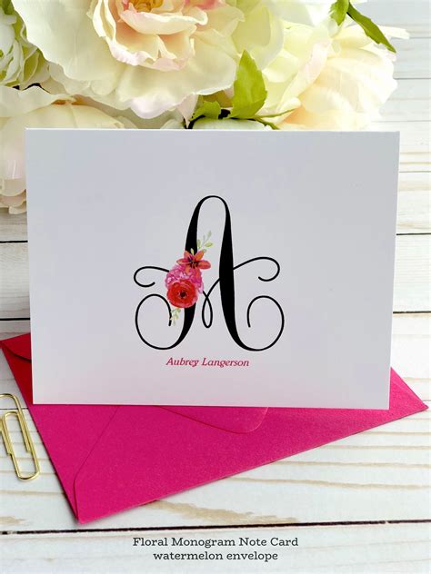 Monogrammed Note Cards Monogram Notecards Monogram Gift Monogrammed