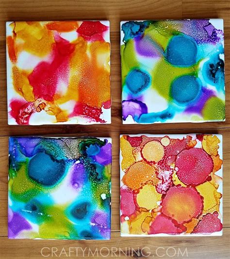 Alcohol Ink Tile Coasters Craft Coaster Crafts Alcohol Ink Tiles