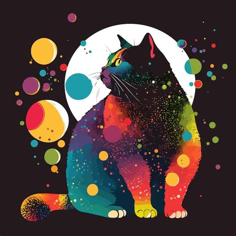 Premium Vector Colorful Fat Cat Pop Art Vector Illustration