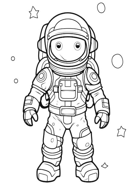 Pagina Da Colorare Per Bambini Astronauta Carino Astronauta Line Art