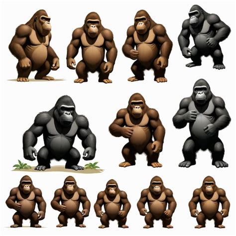 Premium Vector A Collection Of Gorillas With Different Poses