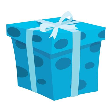 Decorated Blue Gift Box With A Bow Vector Isolated Cartoon