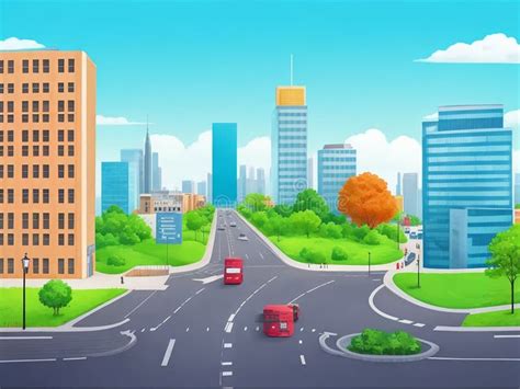 3D Animation Style City Scene with Landscape Cityscape Background ...