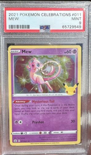 Pokémon TCG Mew Celebrations 25th Anniversary Holo 011 025 PSA 9 MINT