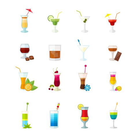 Multicolored Cocktail Icons Set 434791 Vector Art At Vecteezy