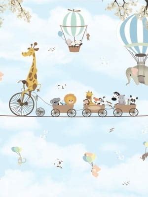 PAPEL DE PAREDE BALÕES GIRAFA BICICLETA ALINE SOUZA Elo7