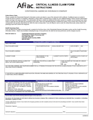 Fillable Online Critical Illness Claim Fax Email Print Pdffiller