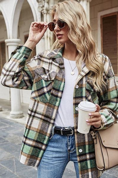 Green Plaid Jacket White Cherry Boutique