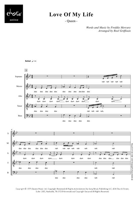 Queen Love Of My Life Arr Roel Griffioen Sheet Music Chords