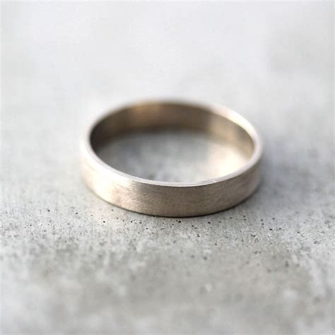 Mens Gold Wedding Band Unisex 4mm Brushed Matte Flat 14k Etsy