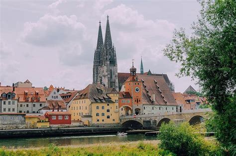 Panorama Regensburg Historic Center Danube Water Germany City