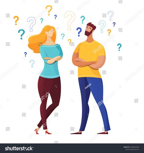 Couple Question Marks Vector Illustration Cartoon Stock Vector Royalty