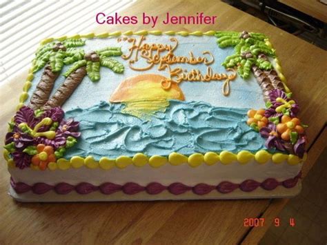 Tropical Sunset Beach Cakes Beach Birthday Cake Birthday Sheet Cakes