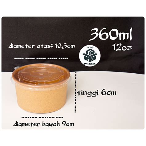 Jual Isi 25 Paper Bowl Kraft 360ml 360 Ml 12 Oz 12oz Mangkuk Kertas