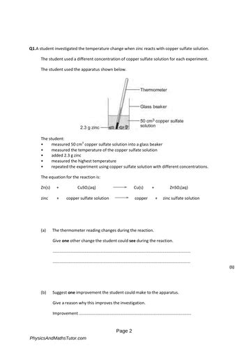 Gcse Ocr Gateway Chemistry Chemical Reaction Complete Revision Teaching Resources