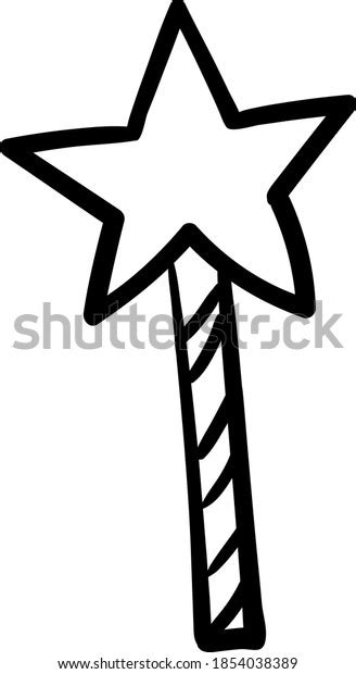 Hand Drawn Magic Wand Doodle Sketch Stock Vector Royalty Free