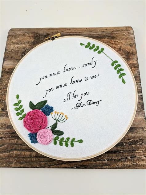 Digital Hand Embroidery Pattern I Jane Austen Quote I Etsy Hand