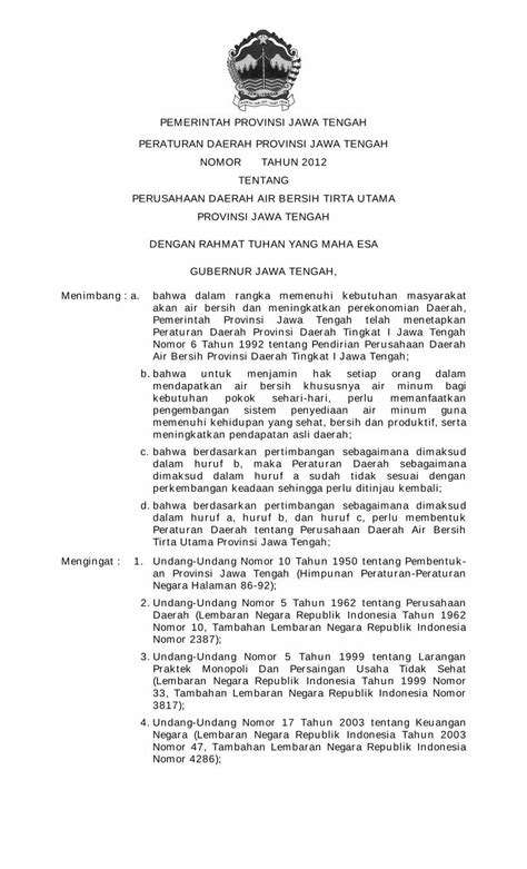 Pdf Rancangan Peraturan Daerah Provinsi Jawa Jdihukum Jatengprov Go