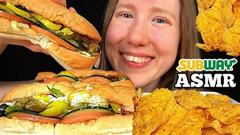 Asmr Subway Sandwich Mukbang No Talking Eating Sounds Youtube