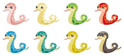 Premium Vector Set Of Funny Cartoon Snakes Isolated On White