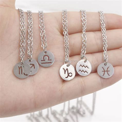 Wholesale Zodiac Necklace Horoscope Astrology 12 Signs Stainless Steel