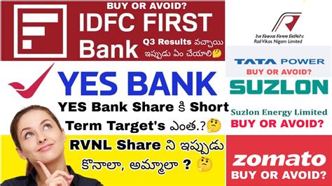 YES Bank Share క Short Term Target s ఎత RVNL Suzlon Zomato