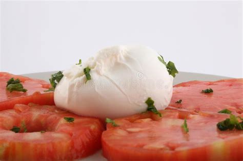 Tomato And Mozarella Salad With Basil Leaf Stock Photo Image Of