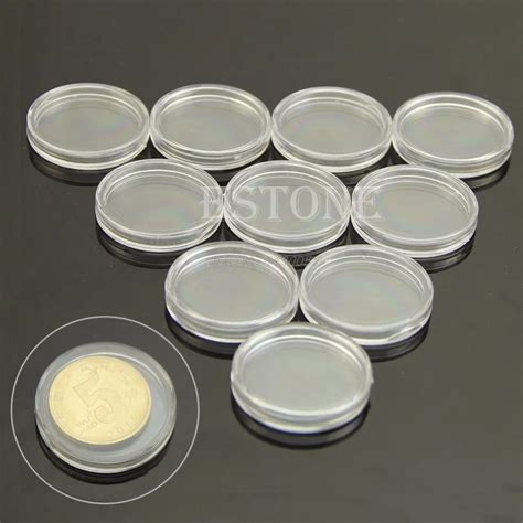 Coin Capsules 10 Pcs Applied Clear Round Cases Coin Storage Capsules