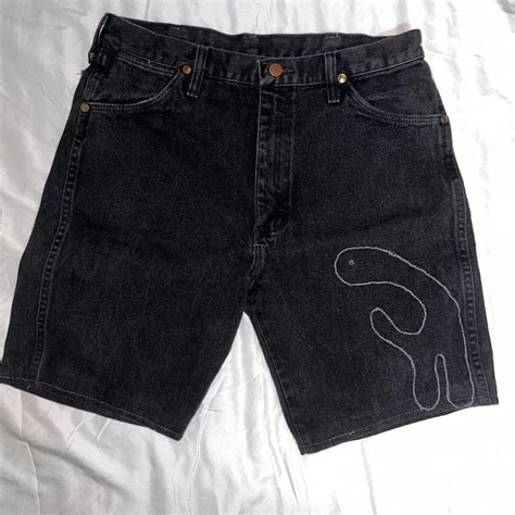 201 Reworked Black Denim At Knee Jorts Design On Depop