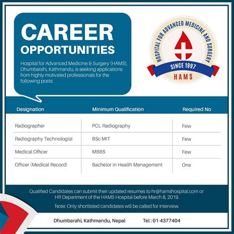 Vacancy At Hams Hospital