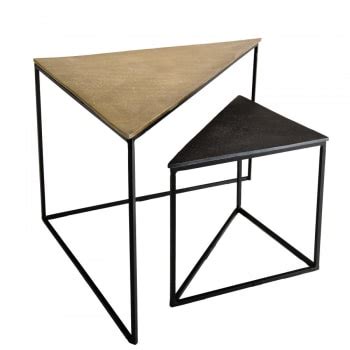 Tables D Appoint Gigognes Rondes Aluminium Dor Noir M Tal D Jonas